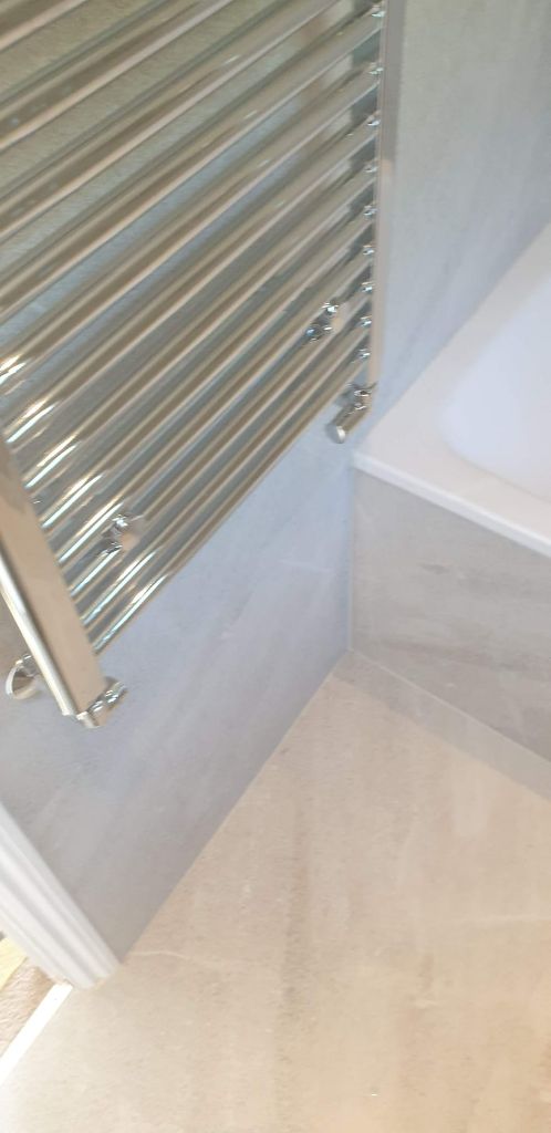 Heated towel rail installation detail